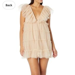 Show me your mumu Ruffled Tulle Mini Dress in Blush